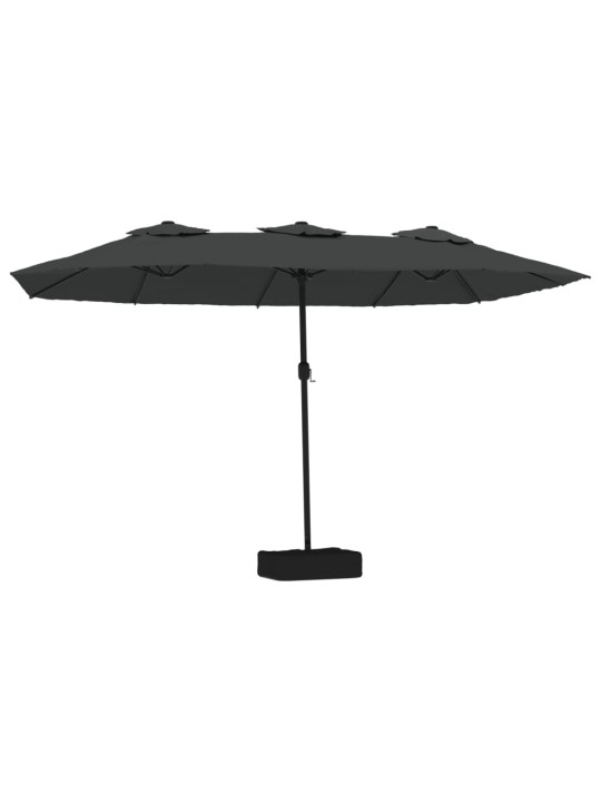 Dvojitý zahradní slunečník s LED antracitový 449 x 245 cm