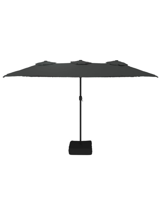 Dvojitý zahradní slunečník s LED antracitový 449 x 245 cm
