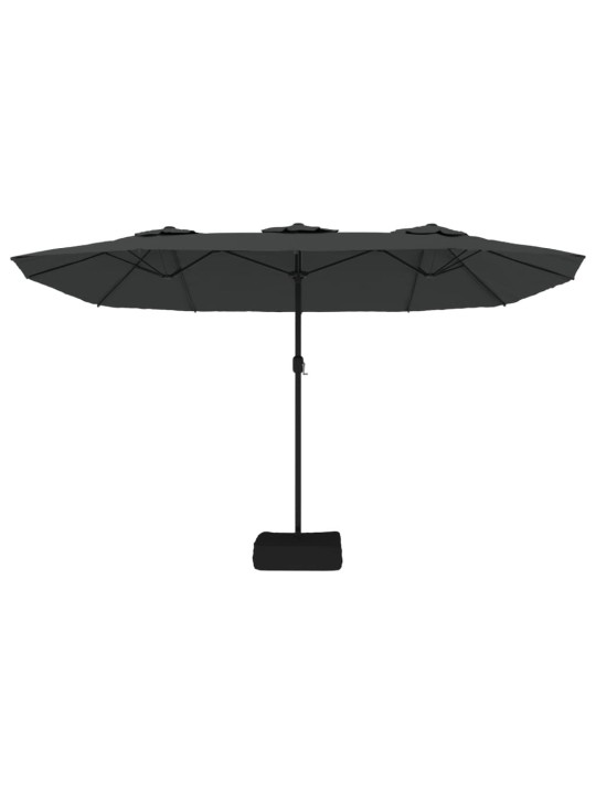 Dvojitý zahradní slunečník s LED antracitový 449 x 245 cm