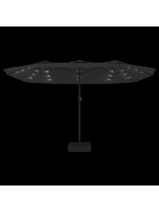 Dvojitý zahradní slunečník s LED antracitový 449 x 245 cm
