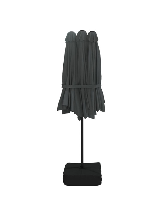 Dvojitý zahradní slunečník s LED antracitový 449 x 245 cm
