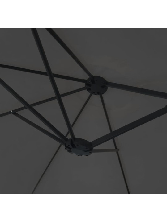 Dvojitý zahradní slunečník s LED antracitový 449 x 245 cm
