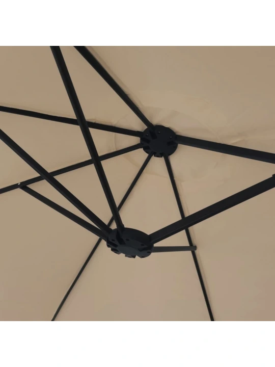 Dvojitý zahradní slunečník s LED taupe 449 x 245 cm