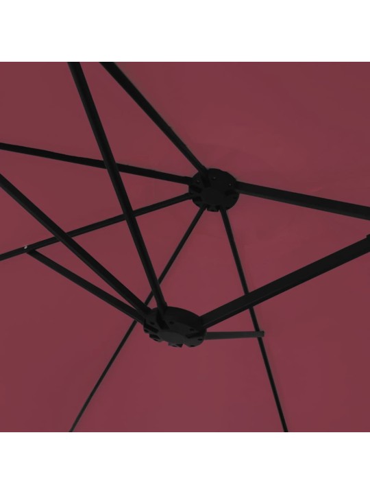 Dvojitý zahradní slunečník s LED bordó 449 x 245 cm