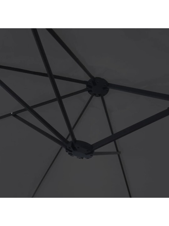 Dvojitý zahradní slunečník s led černý 449 x 245 cm