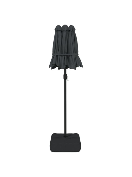 Dvojitý zahradní slunečník s LED antracitový 316 x 240 cm