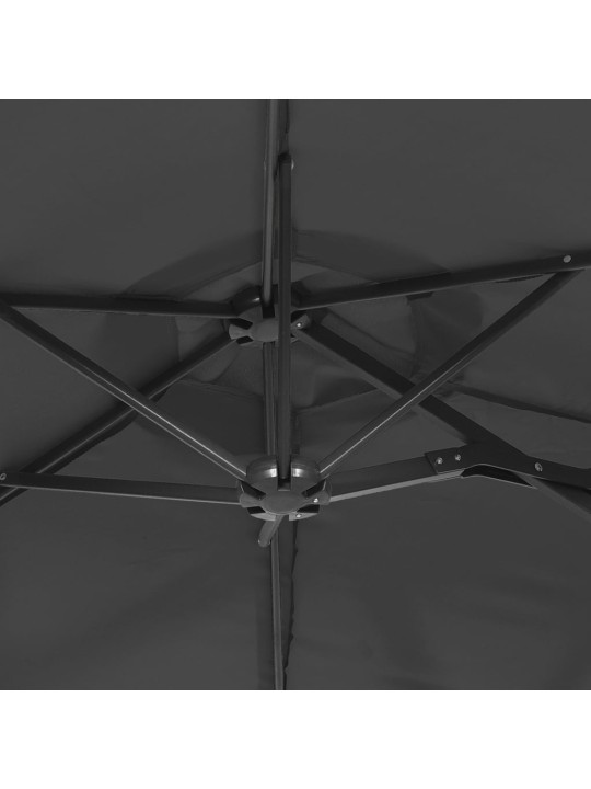 Dvojitý zahradní slunečník s LED antracitový 316 x 240 cm