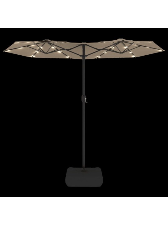 Dvojitý zahradní slunečník s LED taupe 316 x 240 cm