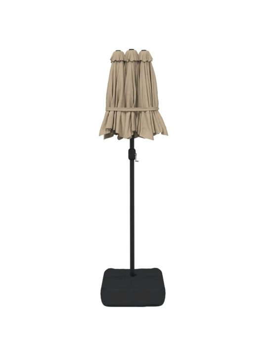 Dvojitý zahradní slunečník s LED taupe 316 x 240 cm