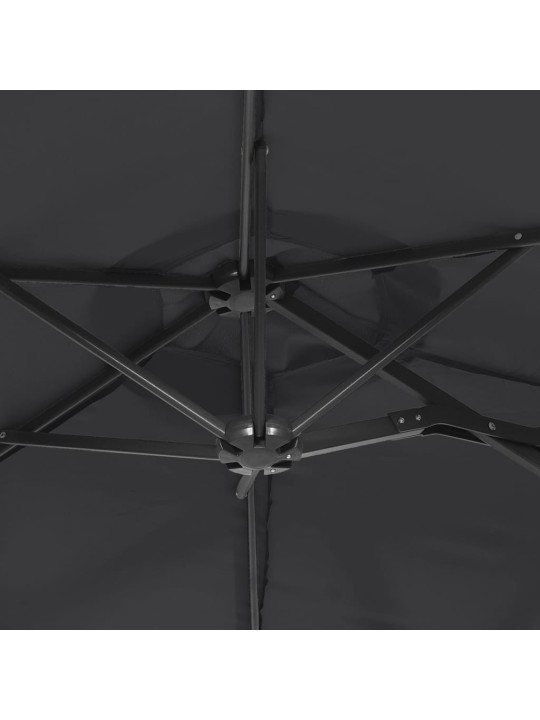 Dvojitý zahradní slunečník s LED černý 316 x 240 cm