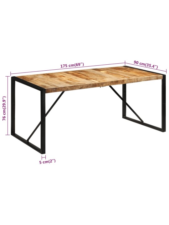 Jídelní stůl 175 x 90 x 76 cm masivní hrubé mangovníkové dřevo