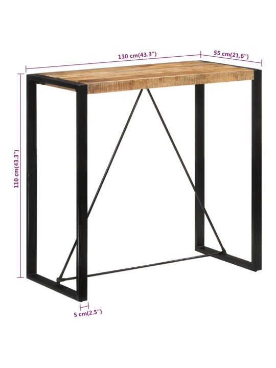 Barový stůl 110 x 55 x 110 cm masivní hrubé mangovníkové dřevo