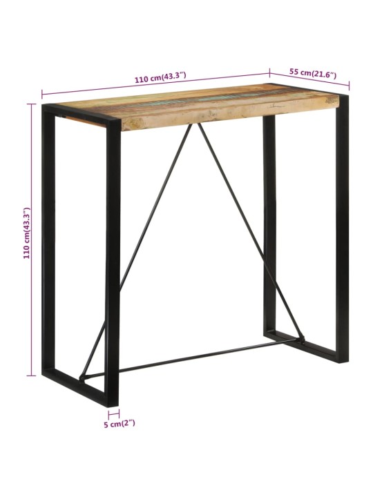 Barový stůl 110 x 55 x 110 cm masivní recyklované dřevo