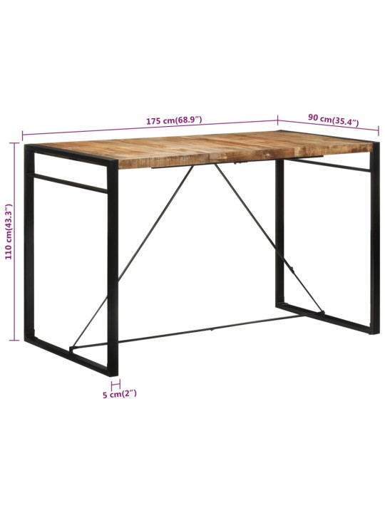 Barový stůl 175 x 90 x 110 cm masivní hrubé mangovníkové dřevo