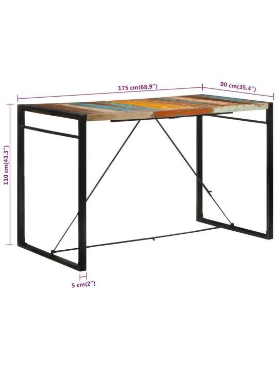 Barový stůl 175 x 90 x 110 cm masivní recyklované dřevo