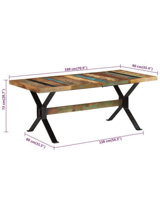 Jídelní stůl 180 x 90 x 73 cm masivní recyklované dřevo