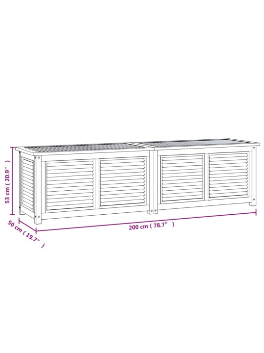 Zahradní úložný box s vložkou 200 x 50 x 55 cm masivní teak