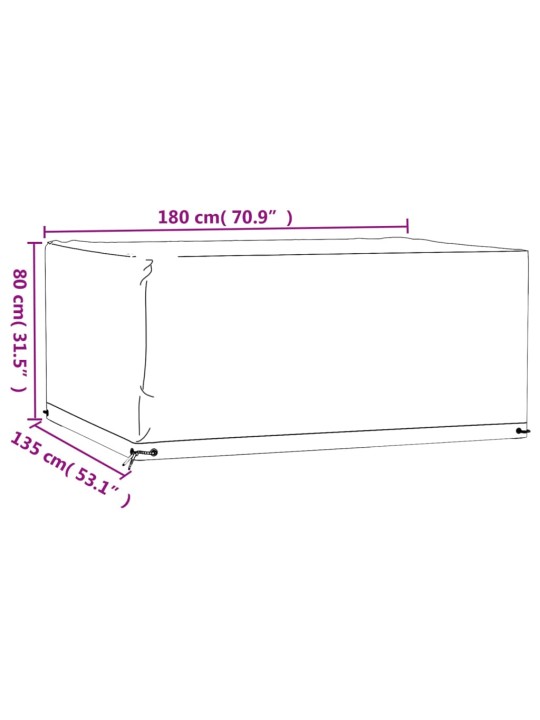 Plachta na zahradní nábytek s 8 očky 180x135x80 cm obdélníková