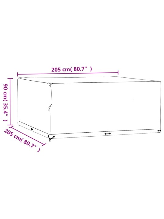 Plachta na zahradní nábytek se 16 očky 205x205x90 cm čtvercová
