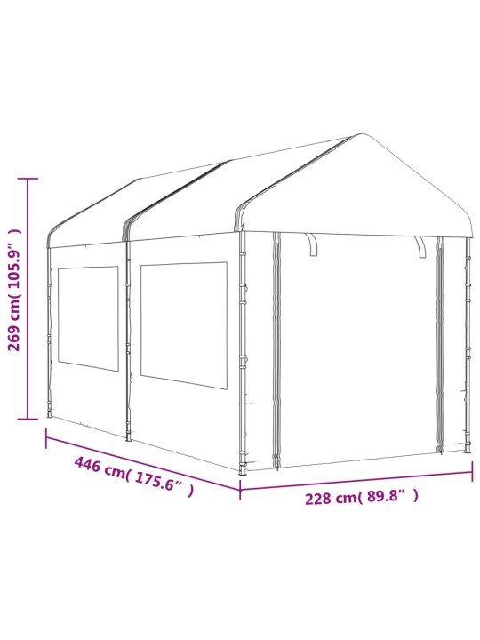 Altán se střechou bílý 4,46 x 2,28 x 2,69 m polyethylen