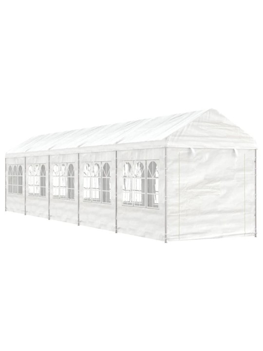 Altán se střechou bílý 11,15 x 2,28 x 2,69 m polyethylen