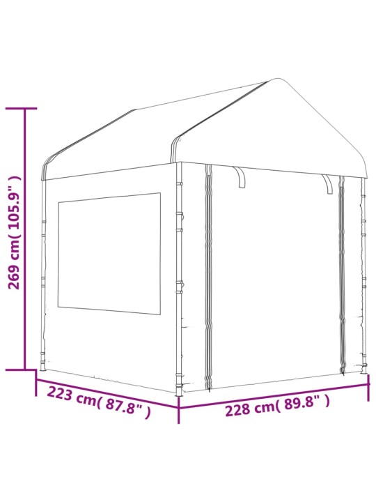 Altán se střechou bílý 11,15 x 2,28 x 2,69 m polyethylen