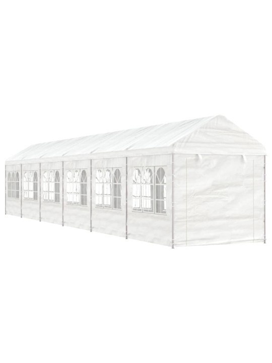 Altán se střechou bílý 13,38 x 2,28 x 2,69 m polyethylen