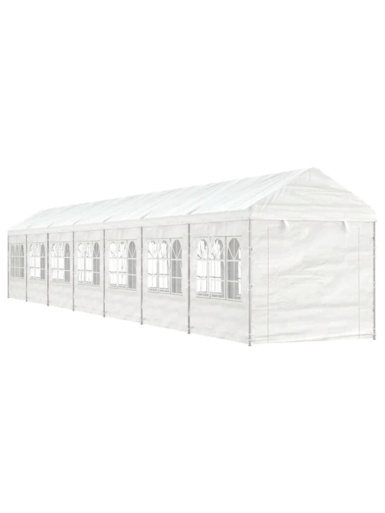 Altán se střechou bílý 15,61 x 2,28 x 2,69 m polyethylen