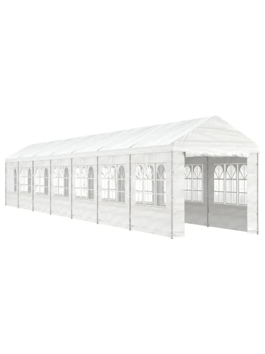 Altán se střechou bílý 15,61 x 2,28 x 2,69 m polyethylen