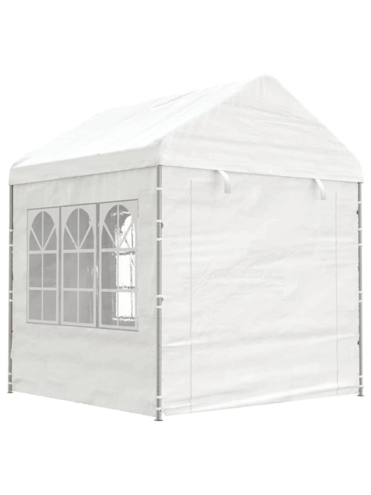 Altán se střechou bílý 15,61 x 2,28 x 2,69 m polyethylen