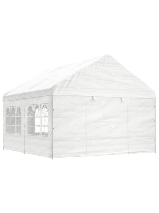 Altán se střechou bílý 4,46 x 4,08 x 3,22 m polyethylen