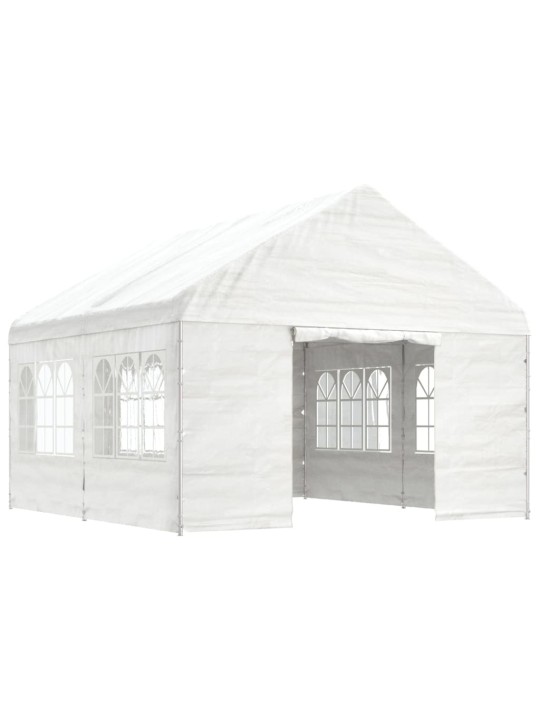 Altán se střechou bílý 4,46 x 4,08 x 3,22 m polyethylen