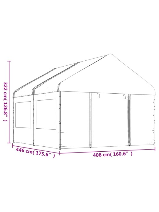 Altán se střechou bílý 4,46 x 4,08 x 3,22 m polyethylen