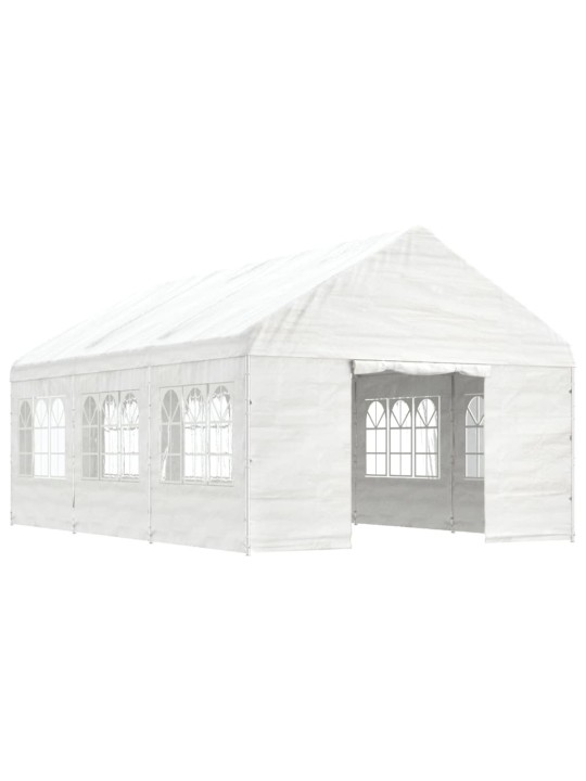 Altán se střechou bílý 6,69 x 4,08 x 3,22 m polyethylen