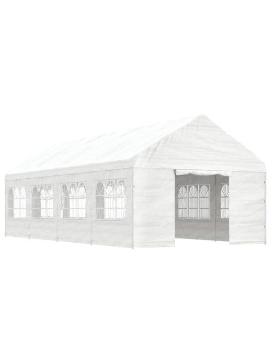 Altán se střechou bílý 8,92 x 4,08 x 3,22 m polyethylen