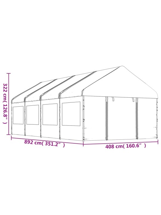 Altán se střechou bílý 8,92 x 4,08 x 3,22 m polyethylen