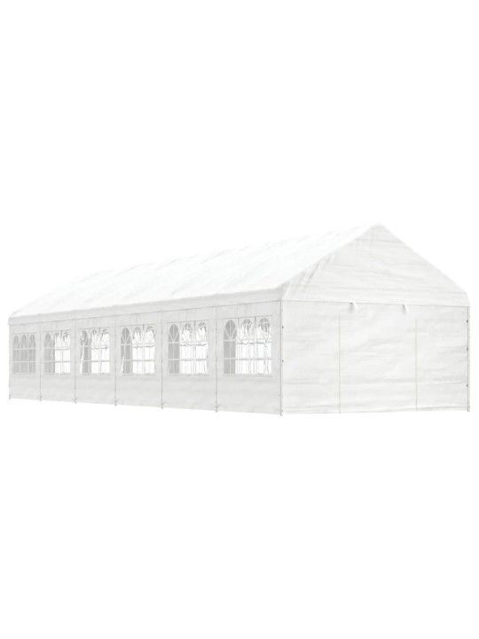 Altán se střechou bílý 13,38 x 4,08 x 3,22 m polyethylen