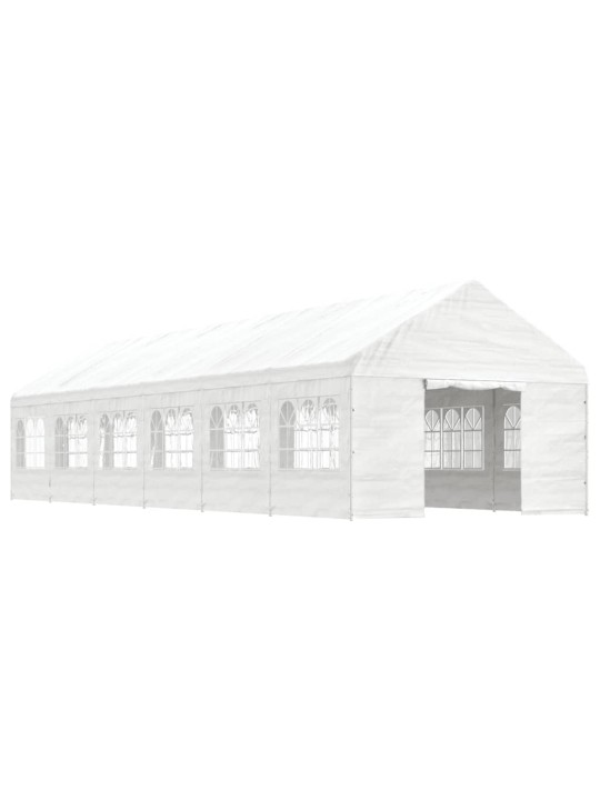 Altán se střechou bílý 13,38 x 4,08 x 3,22 m polyethylen