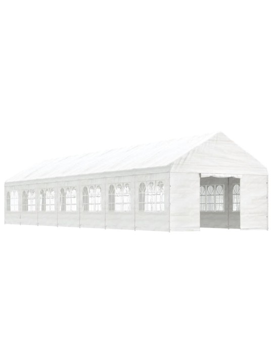 Altán se střechou bílý 15,61 x 4,08 x 3,22 m polyethylen