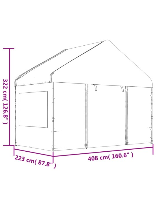 Altán se střechou bílý 20,07 x 4,08 x 3,22 m polyethylen