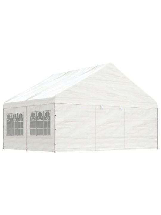 Altán se střechou bílý 4,46 x 5,88 x 3,75 m polyethylen