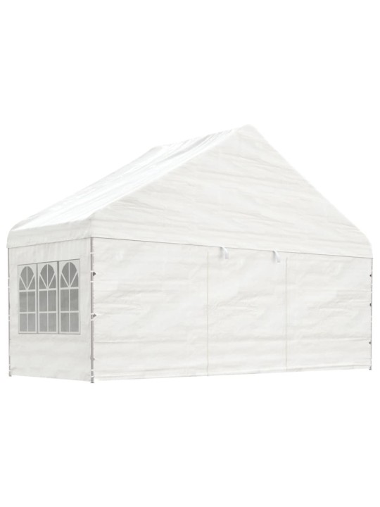 Altán se střechou bílý 6,69 x 5,88 x 3,75 m polyethylen