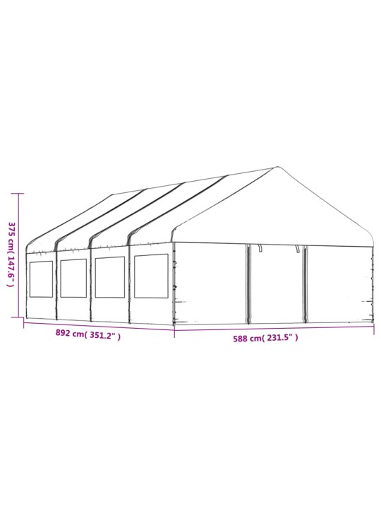 Altán se střechou bílý 8,92 x 5,88 x 3,75 m polyethylen