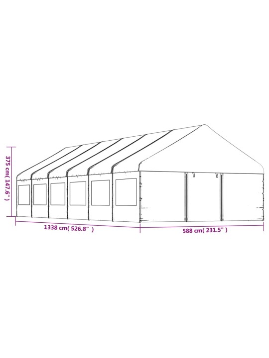 Altán se střechou bílý 13,38 x 5,88 x 3,75 m polyethylen