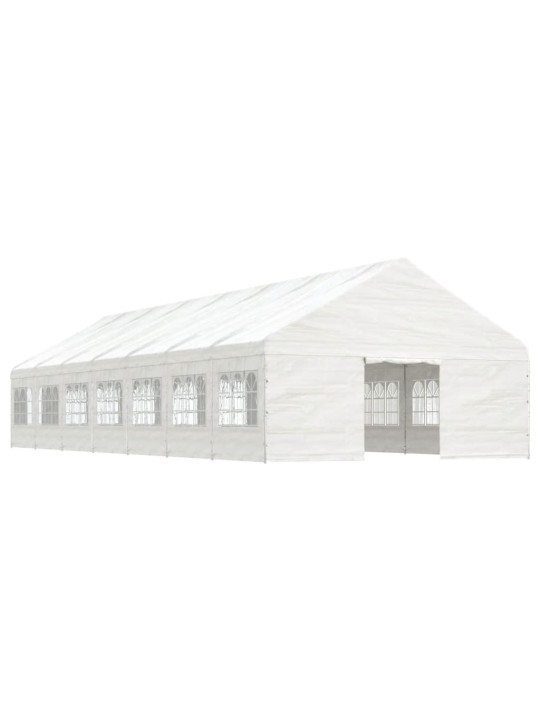 Altán se střechou bílý 15,61 x 5,88 x 3,75 m polyethylen