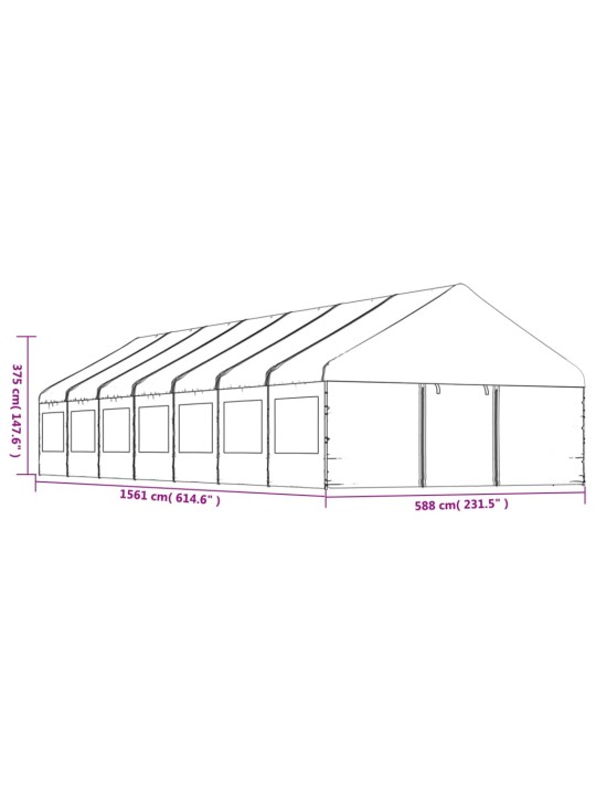 Altán se střechou bílý 15,61 x 5,88 x 3,75 m polyethylen