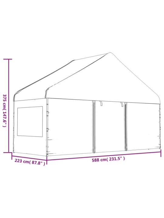 Altán se střechou bílý 15,61 x 5,88 x 3,75 m polyethylen