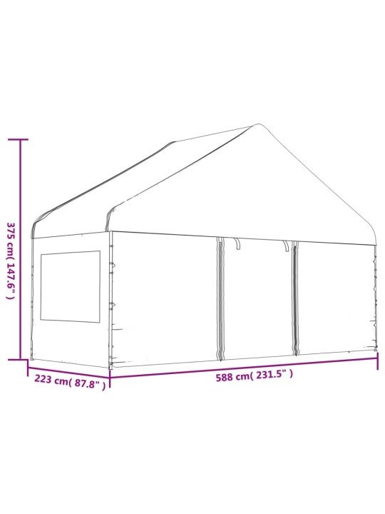 Altán se střechou bílý 17,84 x 5,88 x 3,75 m polyethylen