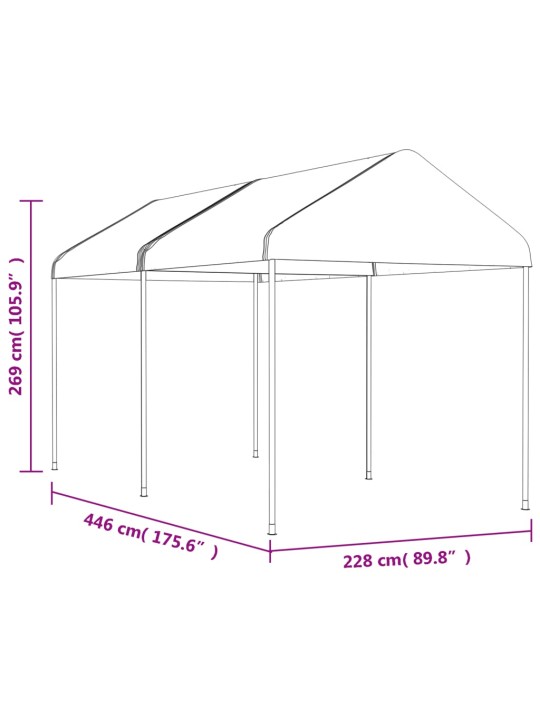 Altán se střechou bílý 4,46 x 2,28 x 2,69 m polyethylen