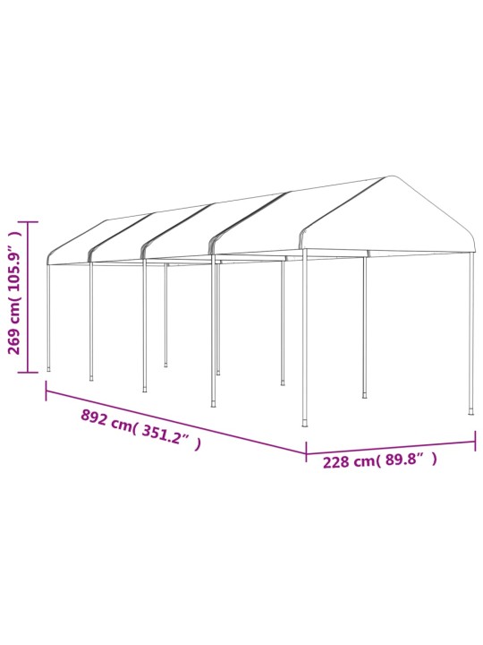Altán se střechou bílý 8,92 x 2,28 x 2,69 m polyethylen